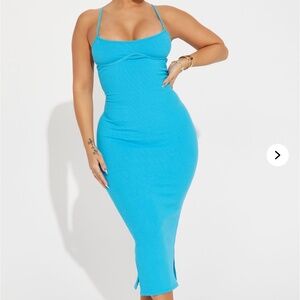 Snatched Midi Blue Dress